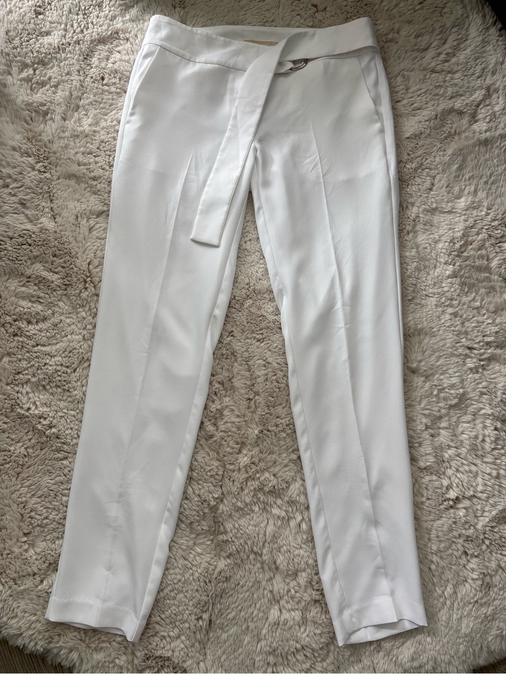 Michael Kors White Belted Wide-Leg Trousers
